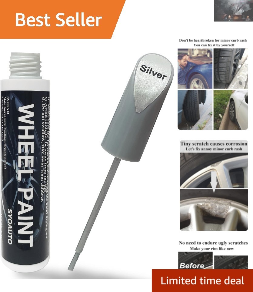 Silver Rim Touch Up Paint Pen – Quick Repair for Car Rims, 12ml Gloss Finish