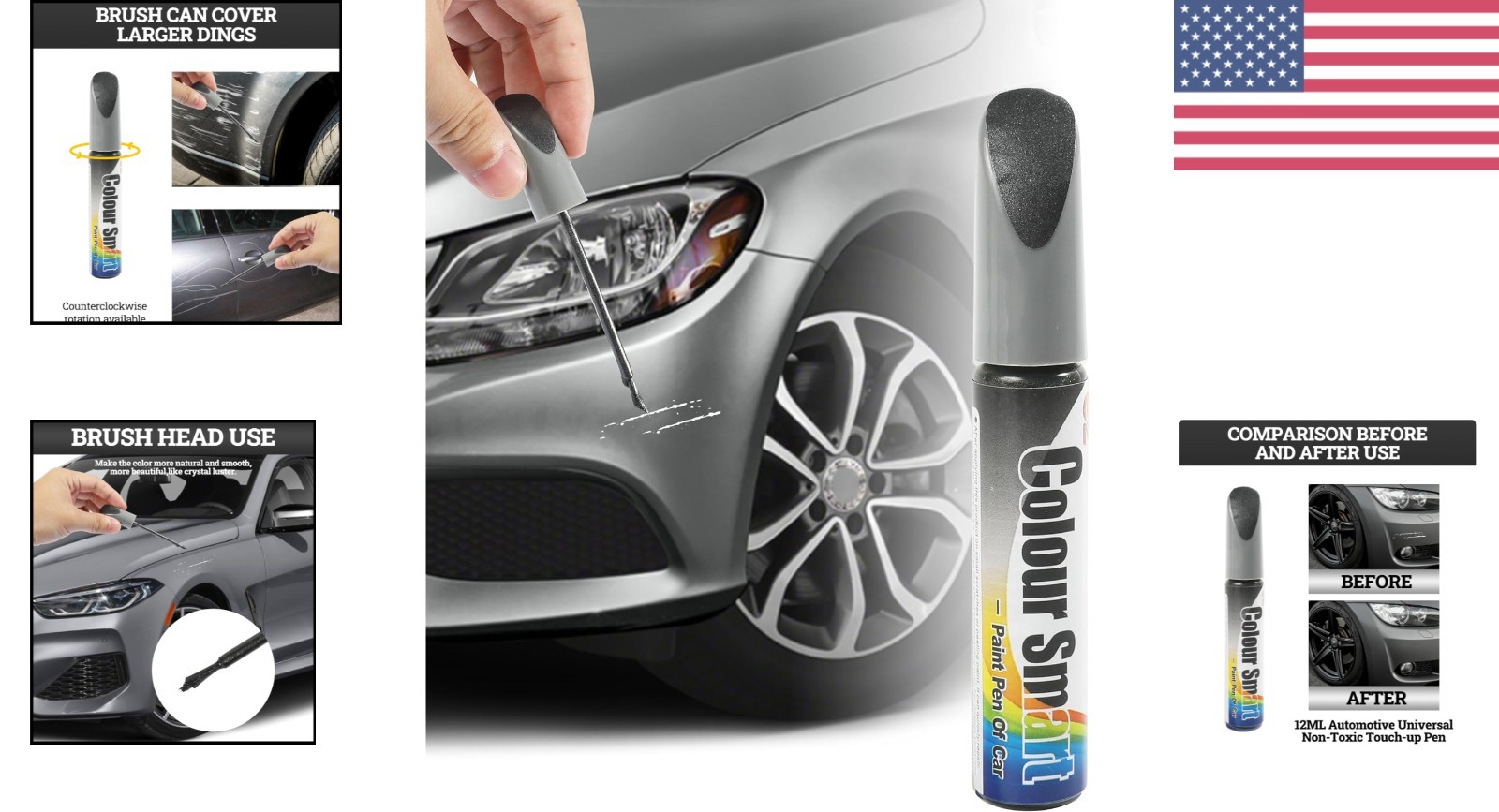 Quick Touch Up Car Scratch Repair Pen Gray Automotive Paint Waterproof 0.04oz