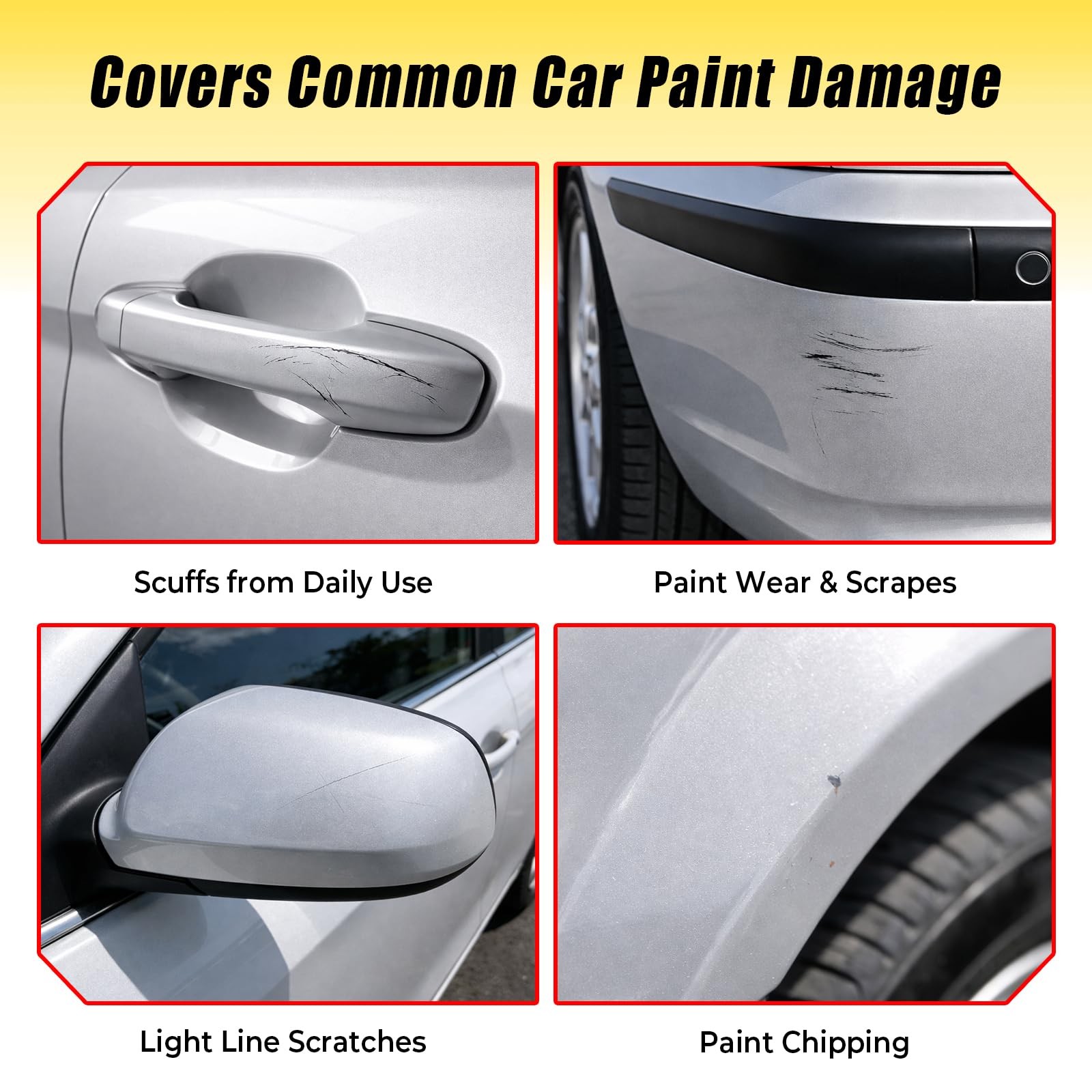 Silver Touch Up Paint for Cars, 2-in-1 Brush & 0.4 Fl Oz (Pack of 1),