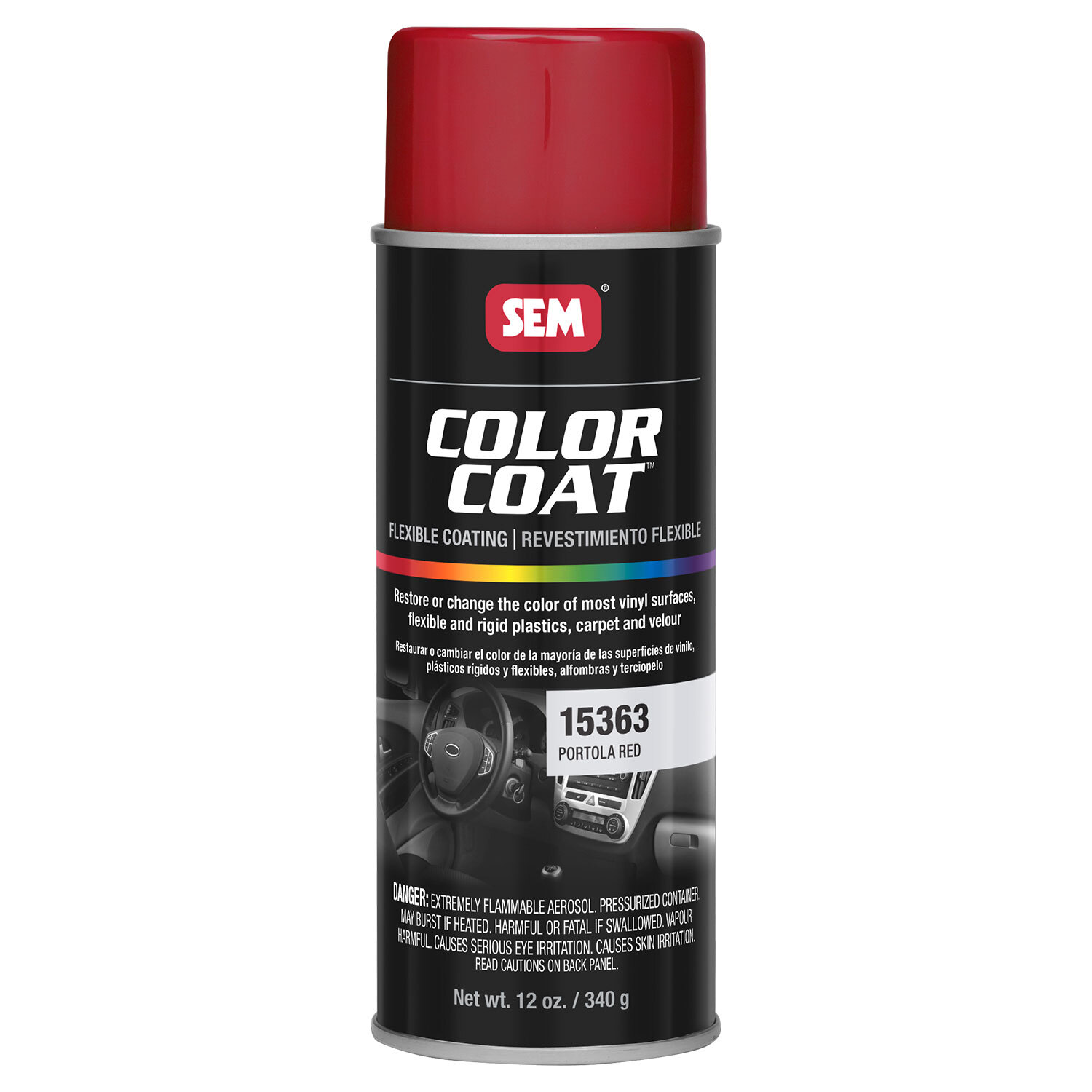 SEM Color Coat Portola Red Vinyl Spray Auto Paint 12 oz. SEM 15363