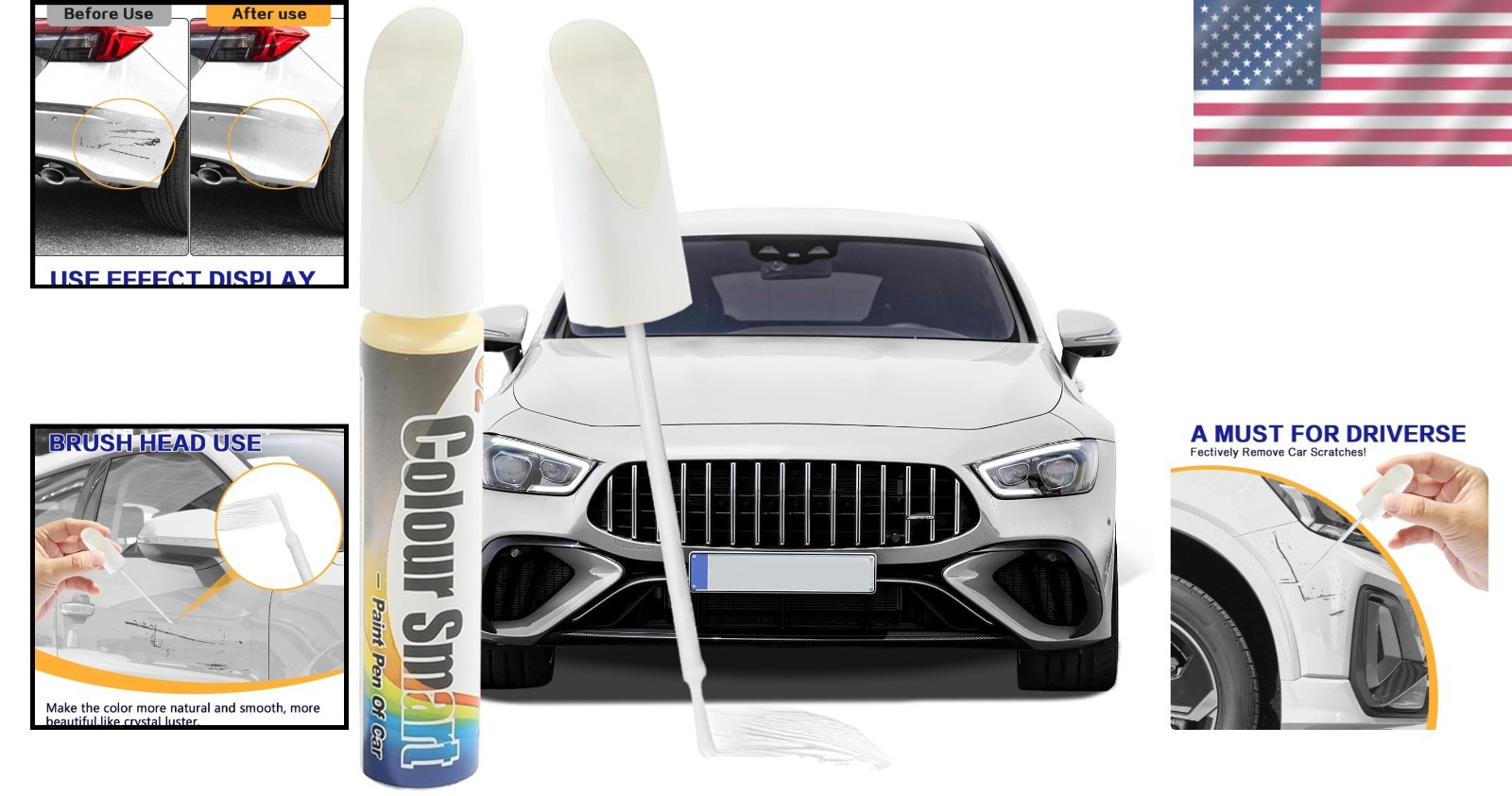 Car Touch Up Paint Pen 0.04 Ounce White For Minor Scratches Auto Repair