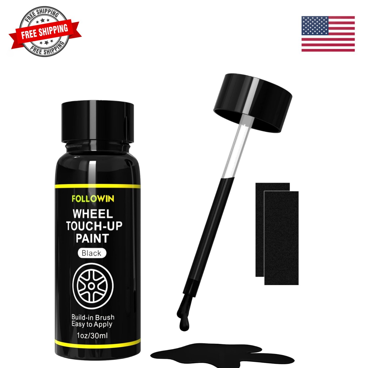 Black Rim Touch Up Paint for Cars, Black Wheel Paint Repair Kit, Automotive R…