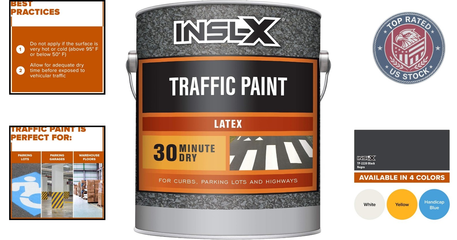 1 Gallon Fast-Drying Acrylic Latex Traffic Paint – Black with Reflective Finish