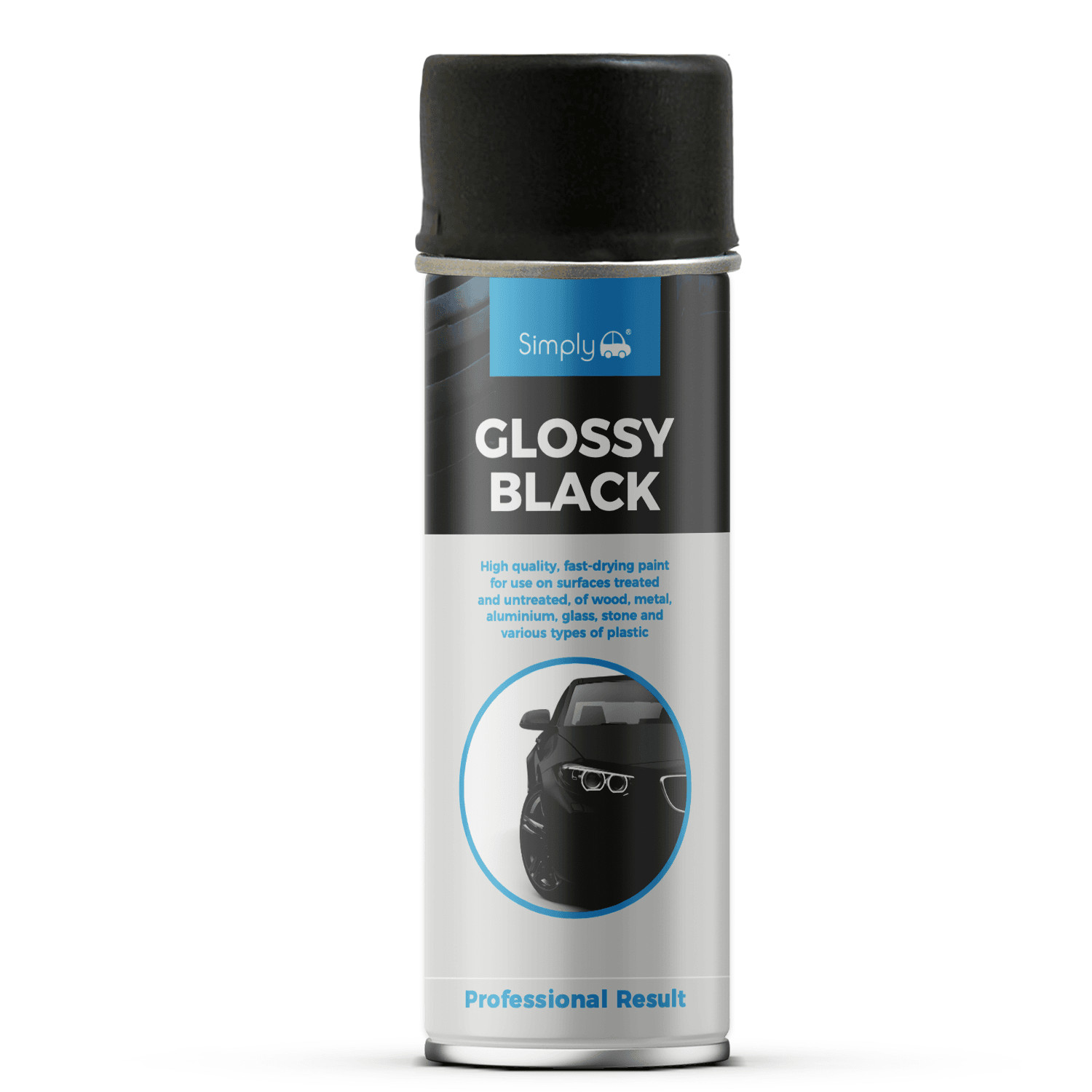 4x 500ml SIMPLY Car Spray Paint Aerosol Cans Professional GLOSSY BLACK SP-022+M