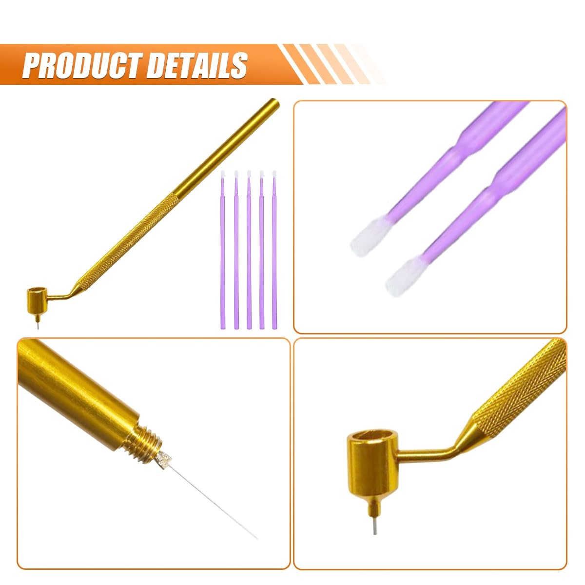 YoRise 100PCS 0.5mm Car Touch Up Paint Pen, Fillable Detailing Purple, Gold