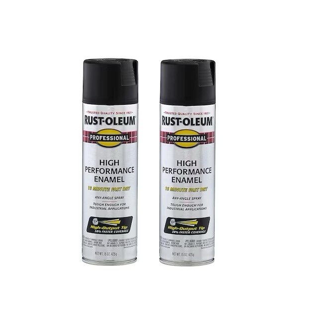 Rust-Oleum professional Gloss Black Spray Paint 2 Pack Black 15oz can Aerosol