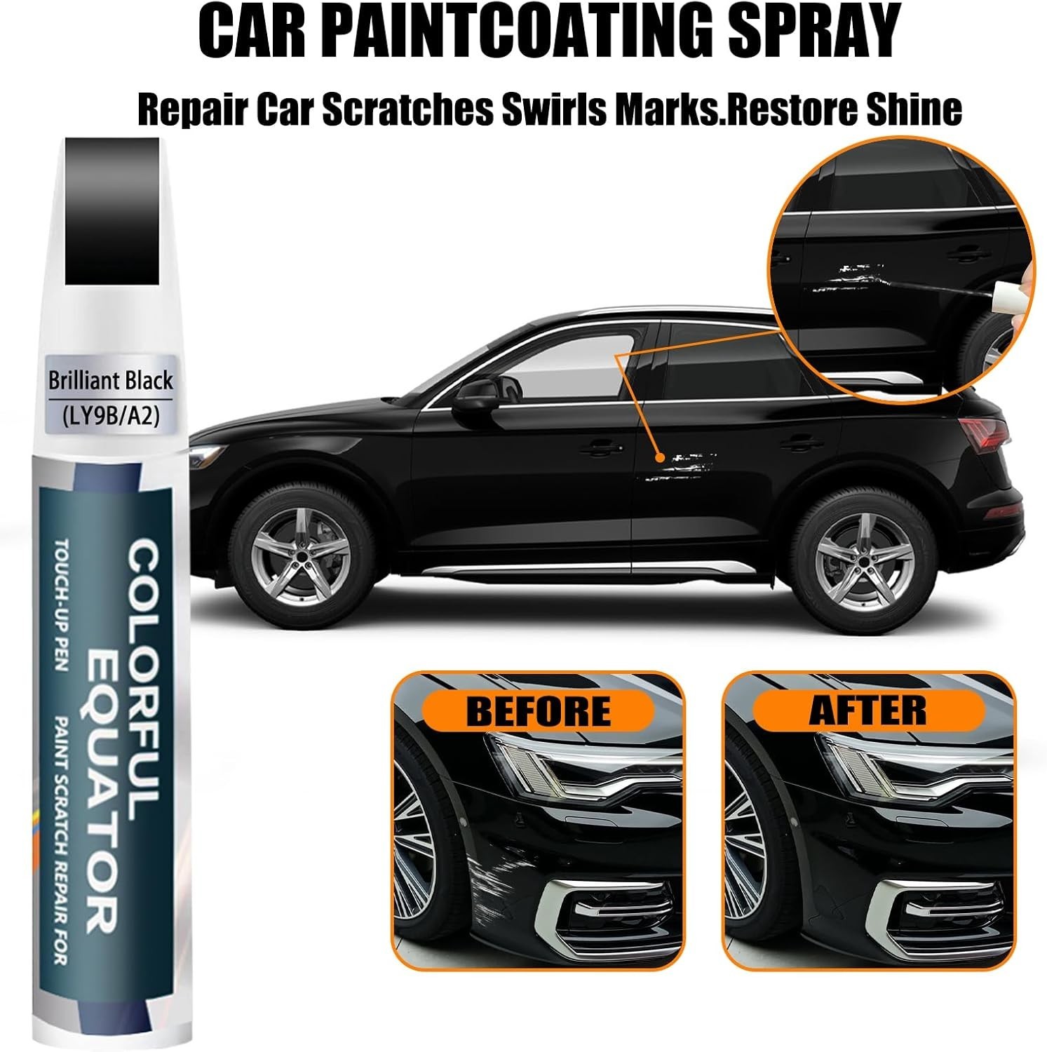 Brilliant Black Audi Touch-Up Paint LY9B/A2 – 0.4 Fl Oz Scratch Repair Pen & …