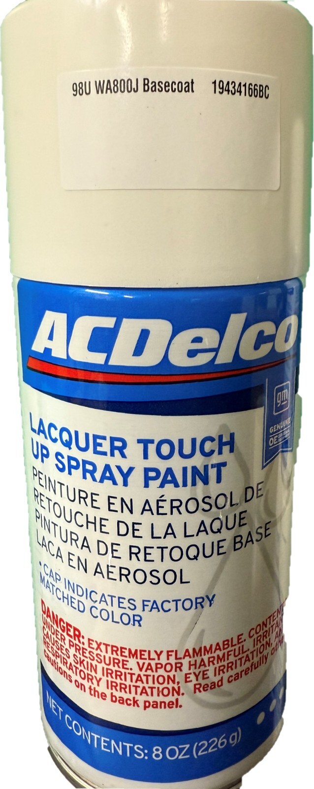 SPRAY PAINT (6-Pack) WHITE LAQUER TOUCHUP 8 oz. ACDelco 98U WA800J