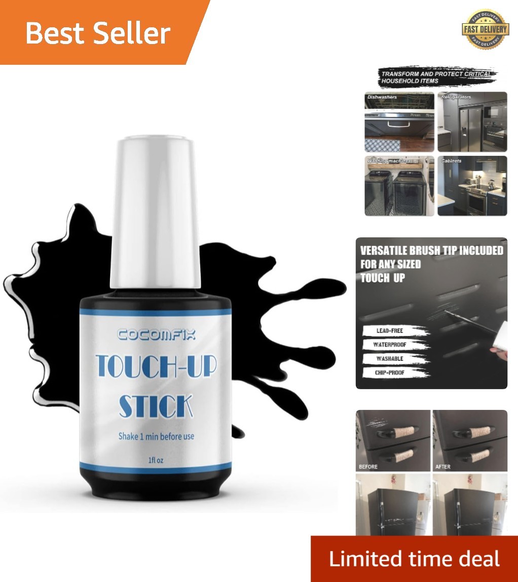 Black Touch Up Paint for Appliances – Enamel Formula, 1 Fl Oz, Quick-Drying