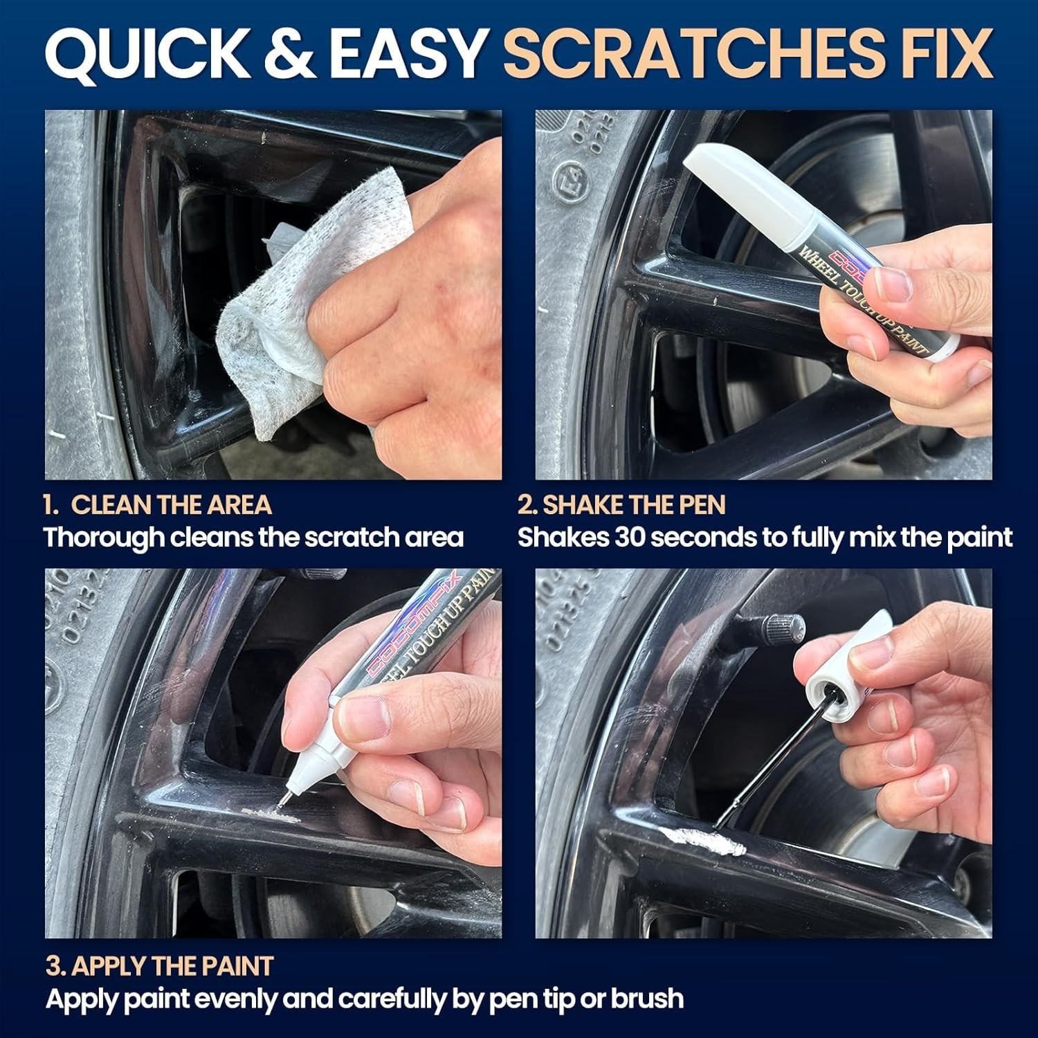 Gloss Black Rim Touch Up Paint, Wheel Scratch Repair Touch Up Paint Pen, Quic…
