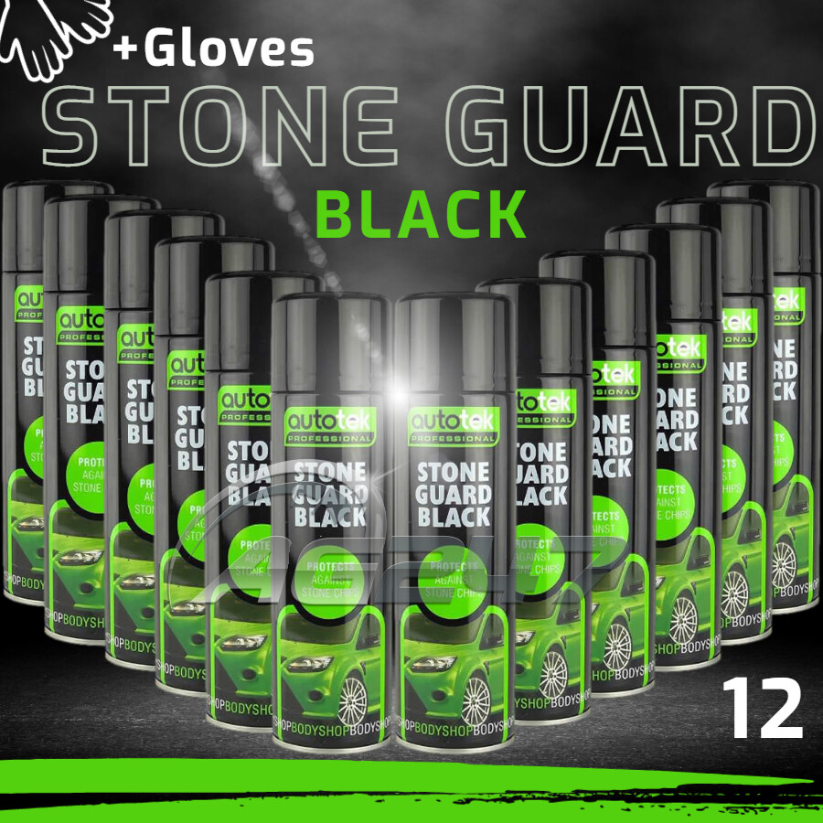 12x 500ml AUTOTEK Car Body Paint Chip Stone Guard Black Protection Spray +G+M