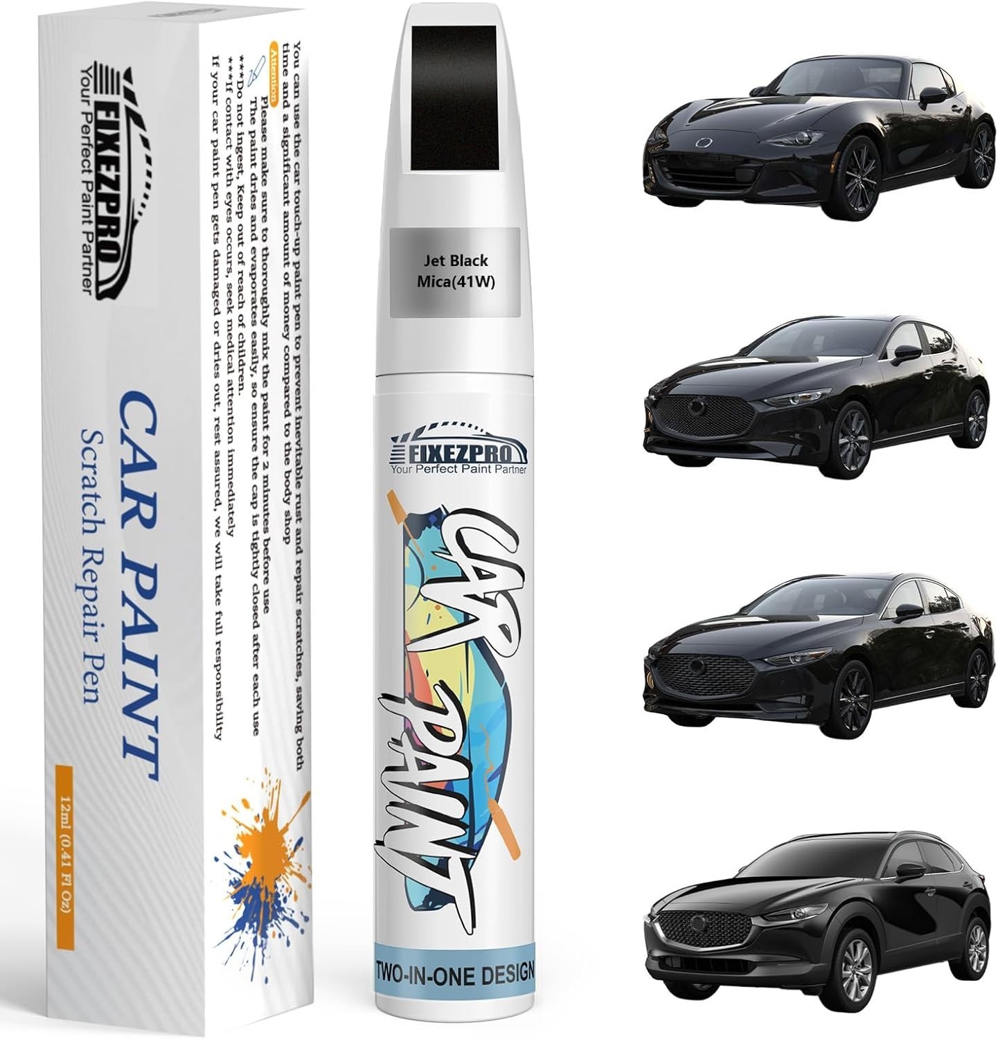 Fast-Drying 41W Jet Black Mica Repair Paint for Mazda – Rust & Scratch Resistant