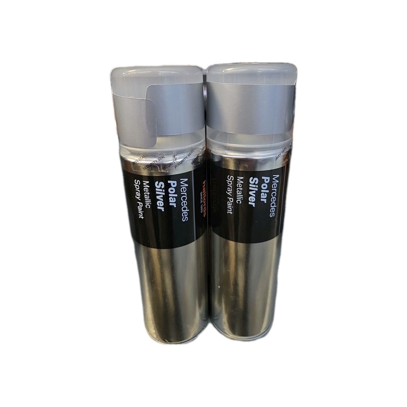 2 X MERCEDES POLAR SILVER SPRAY PAINT 300ML CANS HALFORDS