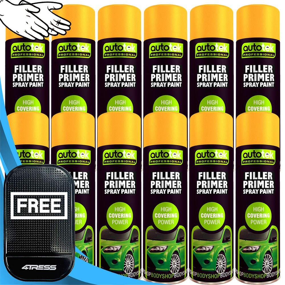 12x500ml AUTOTEK FILLER PRIMER Professional Aerosol Spray Paint Fast Drying+G+M