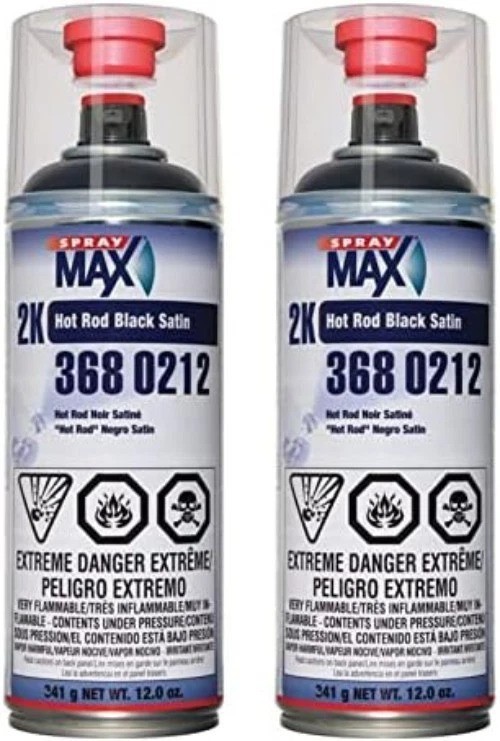 SprayMax 2K Hot Rod Satin Black Paint – 24oz 2-Pack, Durable, Weather Resistant