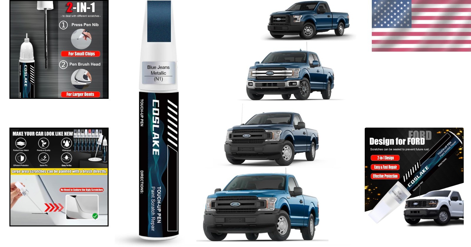 Easy Touch-Up Paint for Ford: Blue Jeans Metallic (N1) – 12ml for Quick Repairs