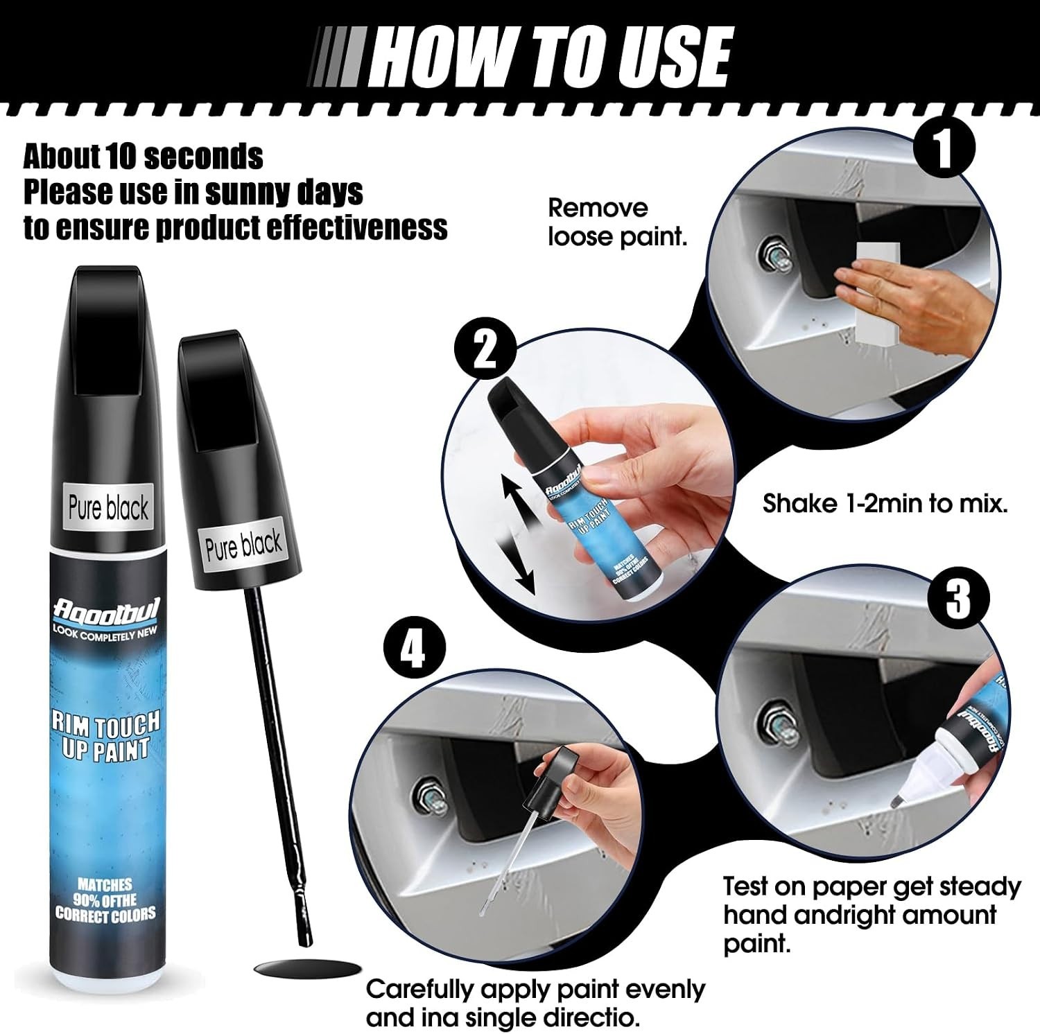 Professional Finish Matte Black Rim Touch Up Kit – Fast and Easy Scratch Repair