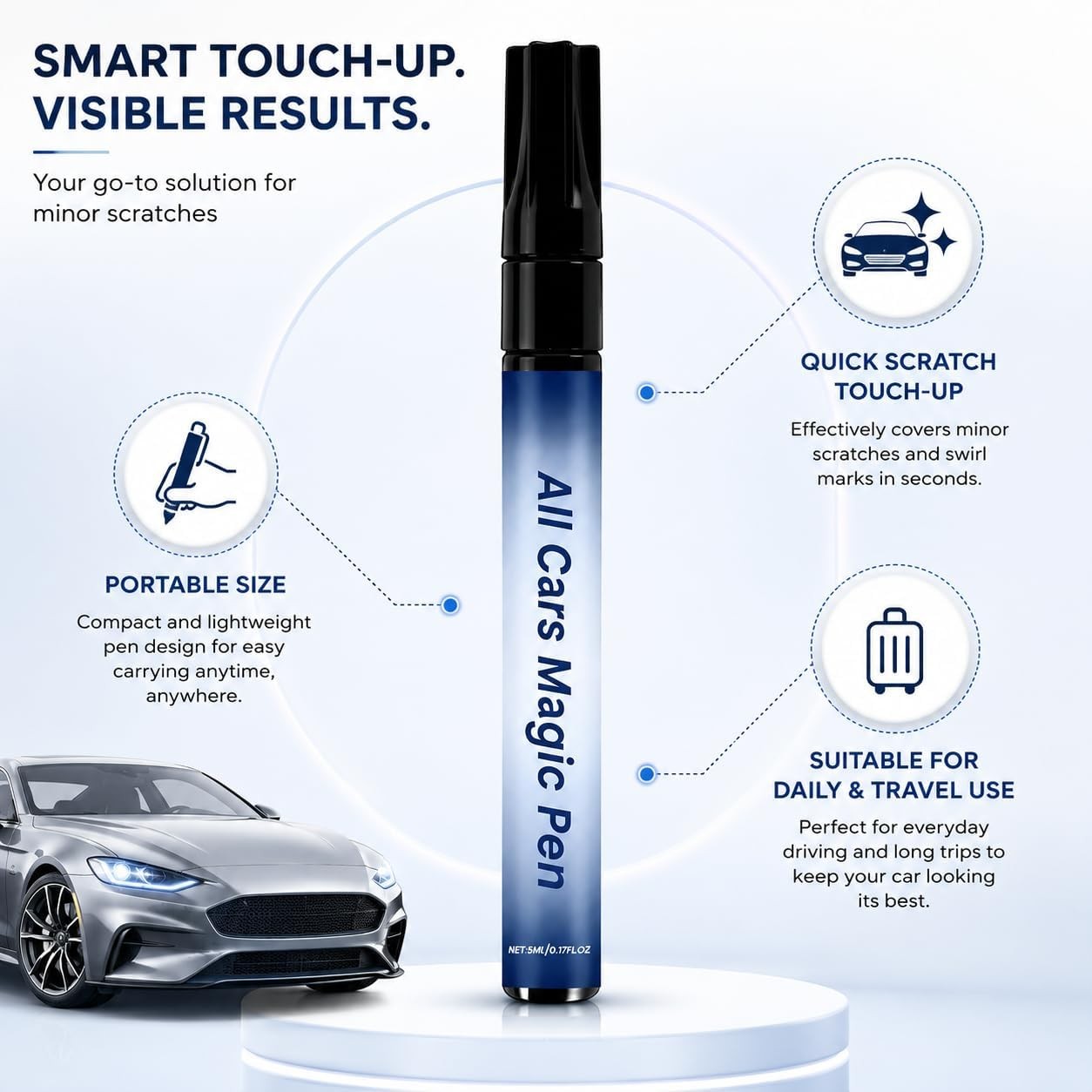 2Pcs Magic Scratch Remover Pen for Car Paint, Quick Fix Repair for All Color US