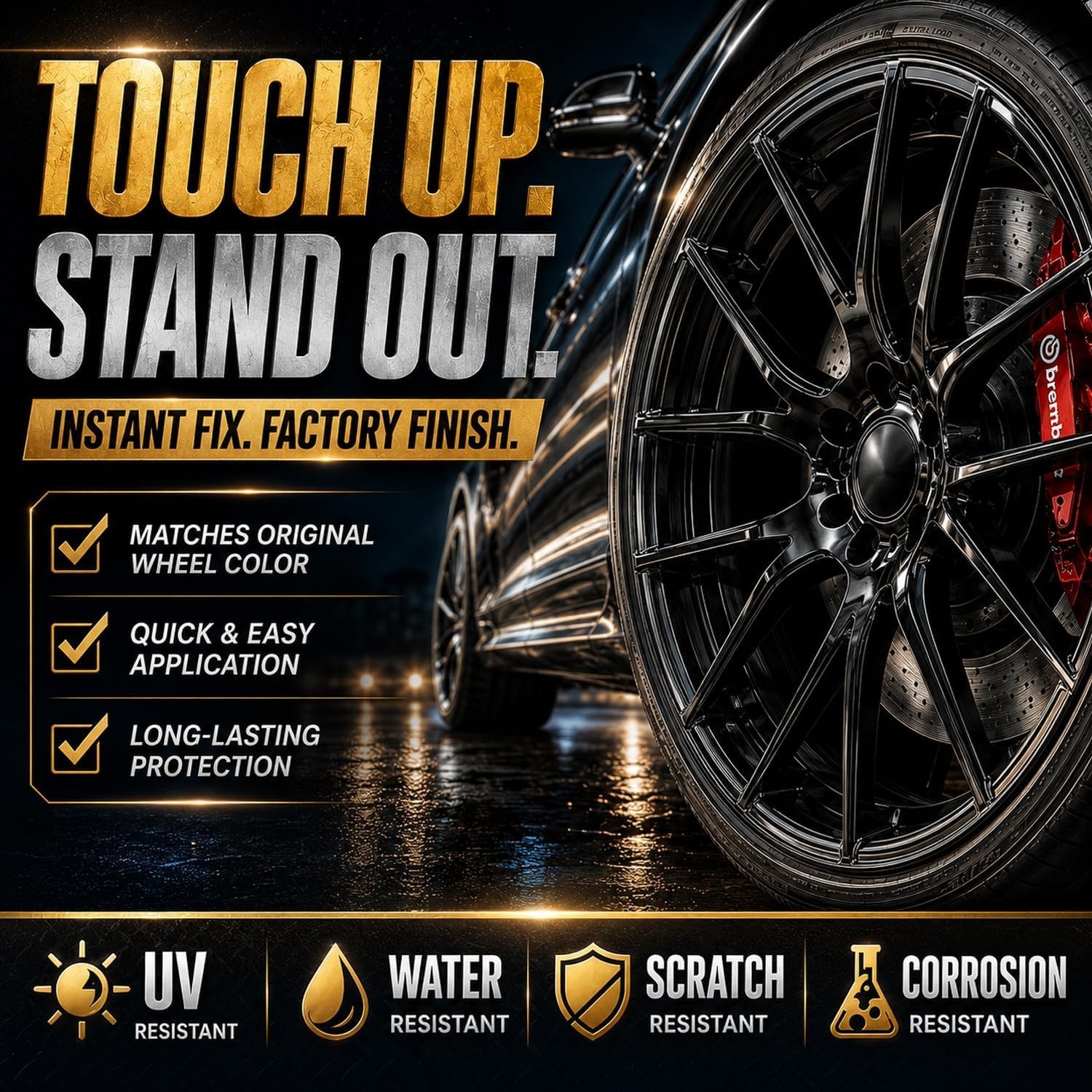 Gloss Black Rim Touch Up Paint, Rim Paint, Wheel Scratch Repair Kit for Curb …