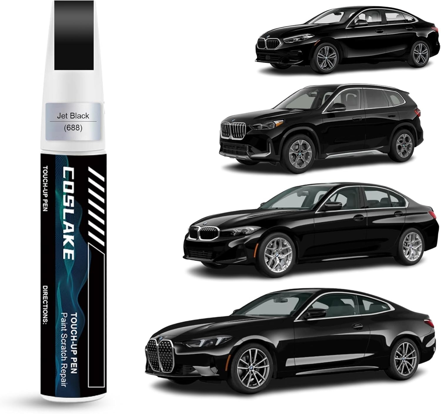 Car Touch Up Paint Jet Black 688 for BMW 0.41 Fl Oz Scratch Repair Kit