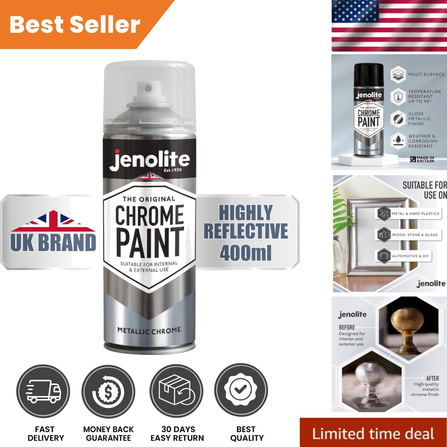 Reflective Chrome Spray Paint – 400ml for Indoor & Outdoor Use – Durable Finish
