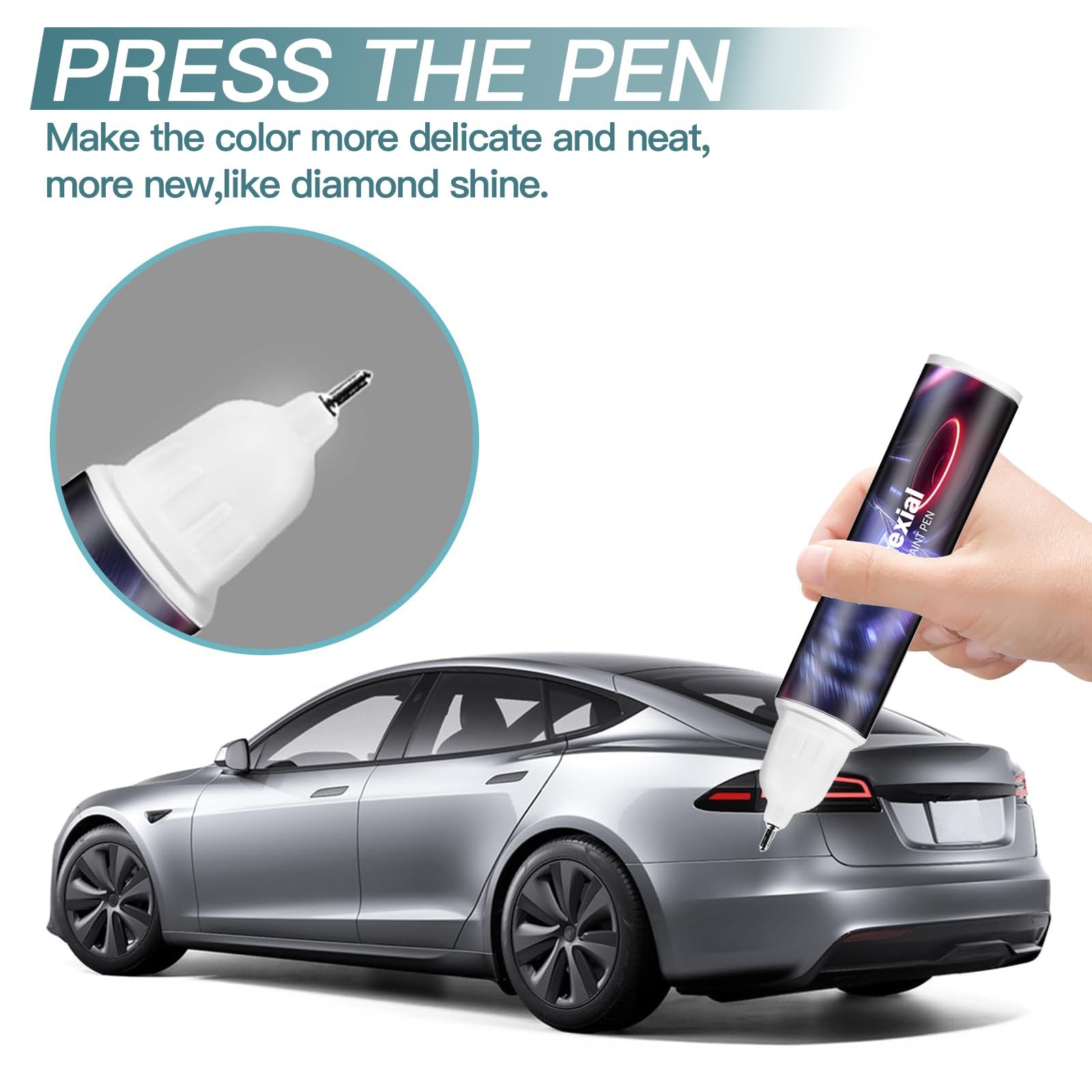 Touch Up Paint for Tesla Midnight Silver Metallic PMNG Repair Pen