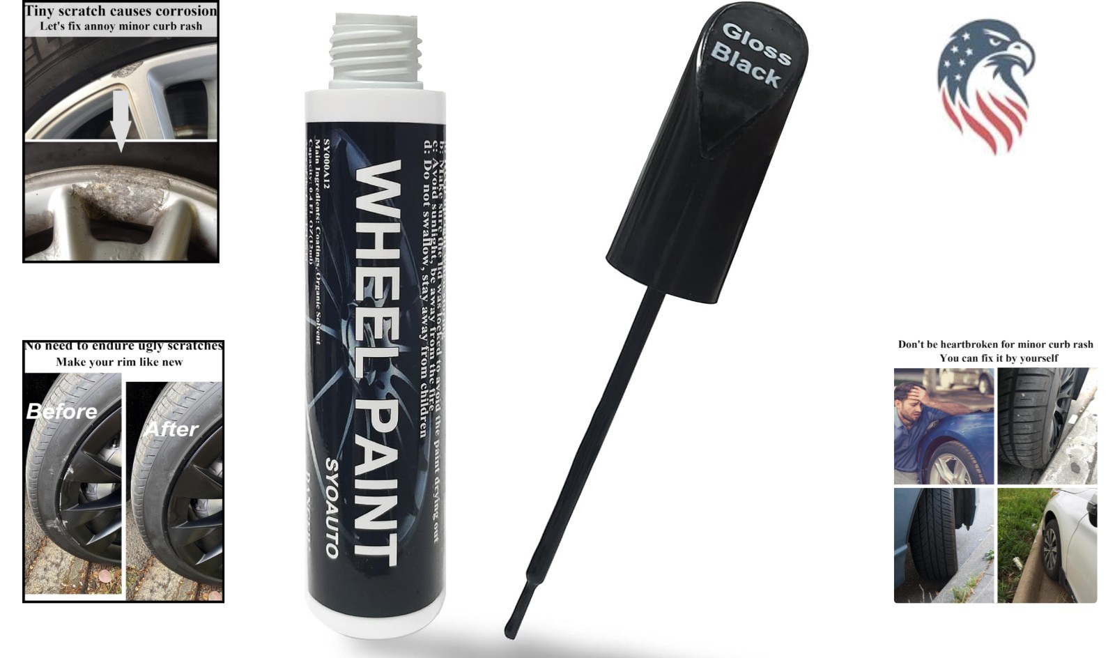 Gloss Black Rim Touch Up Paint Pen Compatible with Car Wheels Scratch Repair …