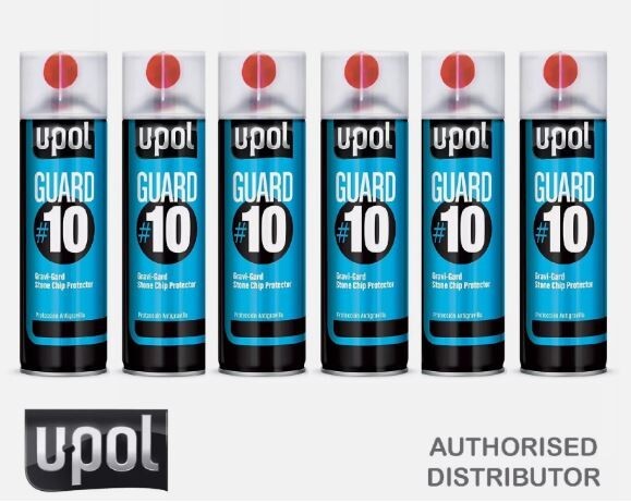 6 x U-POL GUARD #10 Gravi Guard Stone Chip 450ml Aerosol Black Stone Chip UPOL