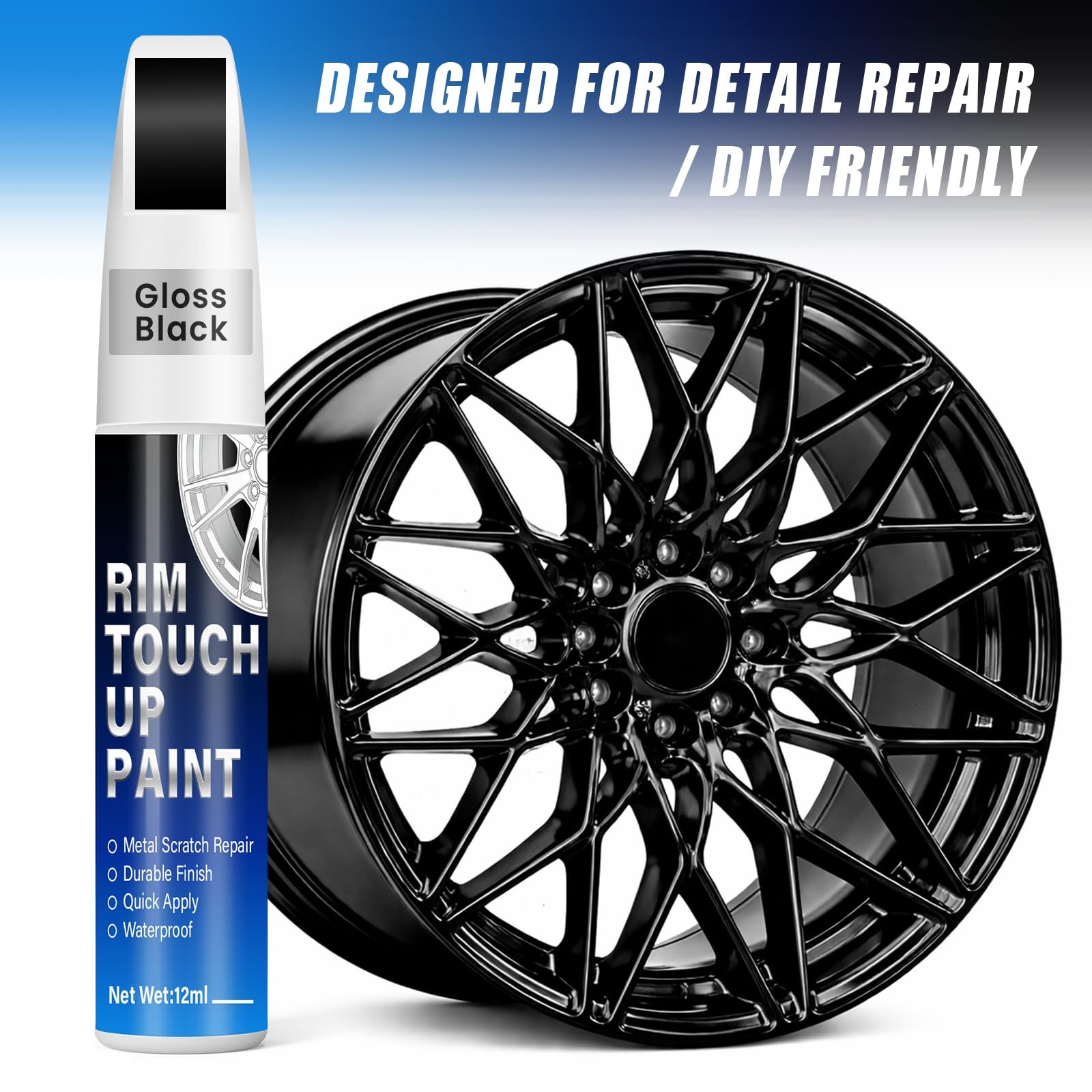 Gloss Black Rim Touch Up Paint, 0.4 Fl Oz (Pack of 1),