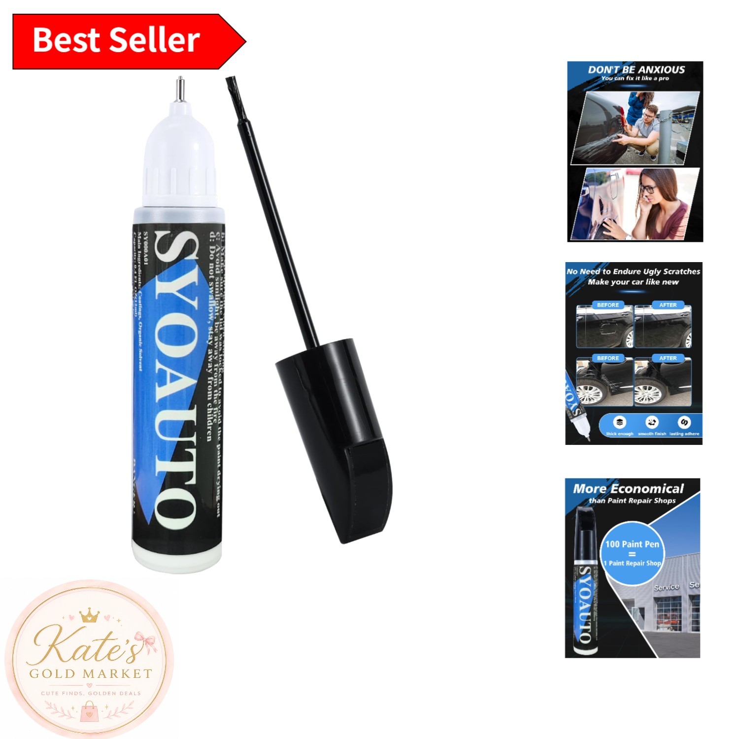 Seamless Black Touch Up Paint for Vehicle Chips – Waterproof, Quick Dry, 0.4 oz