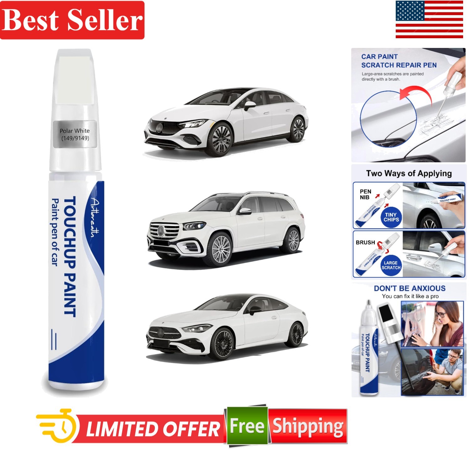 Mercedes-Benz Polar White 149/9149 Touch Up Paint – Quick-Dry, Chip Resistant