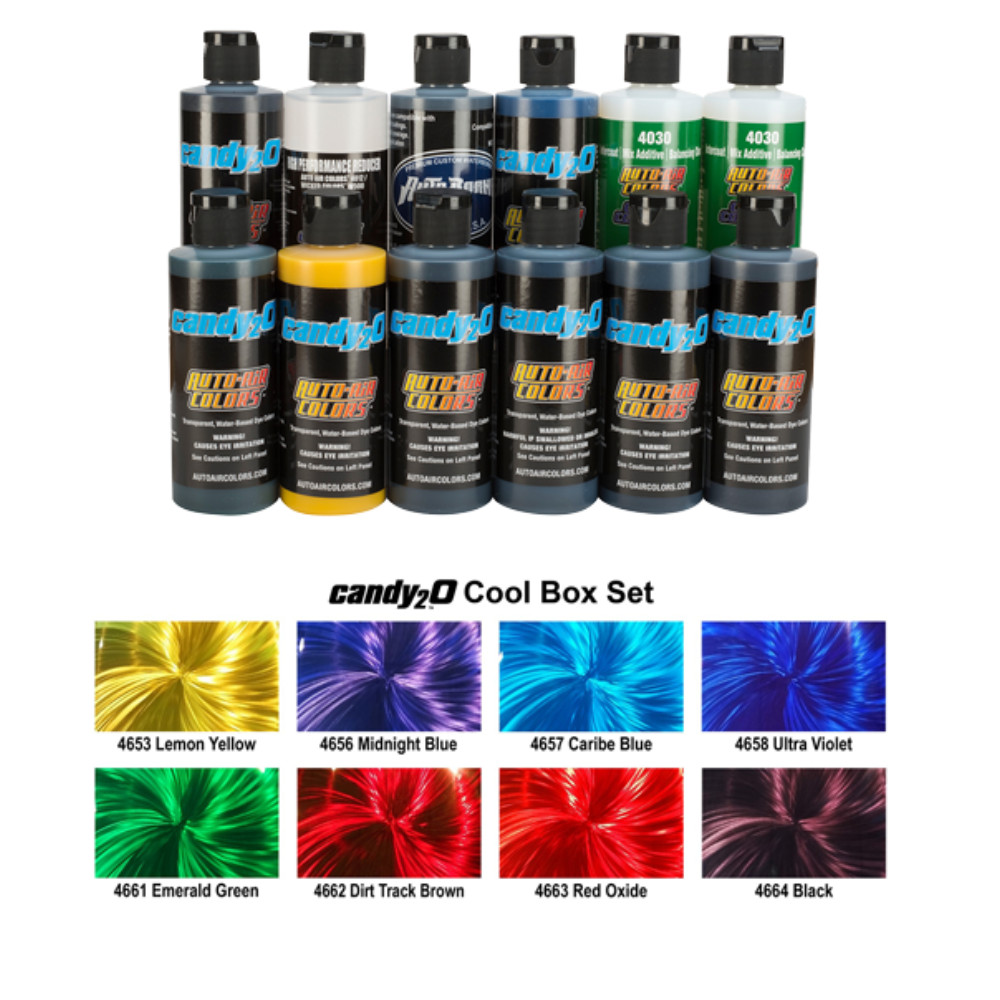 12 X Createx Candy₂O Auto-Air Candy2O 120ml Cool Set E 4oz Automotive Airbrush