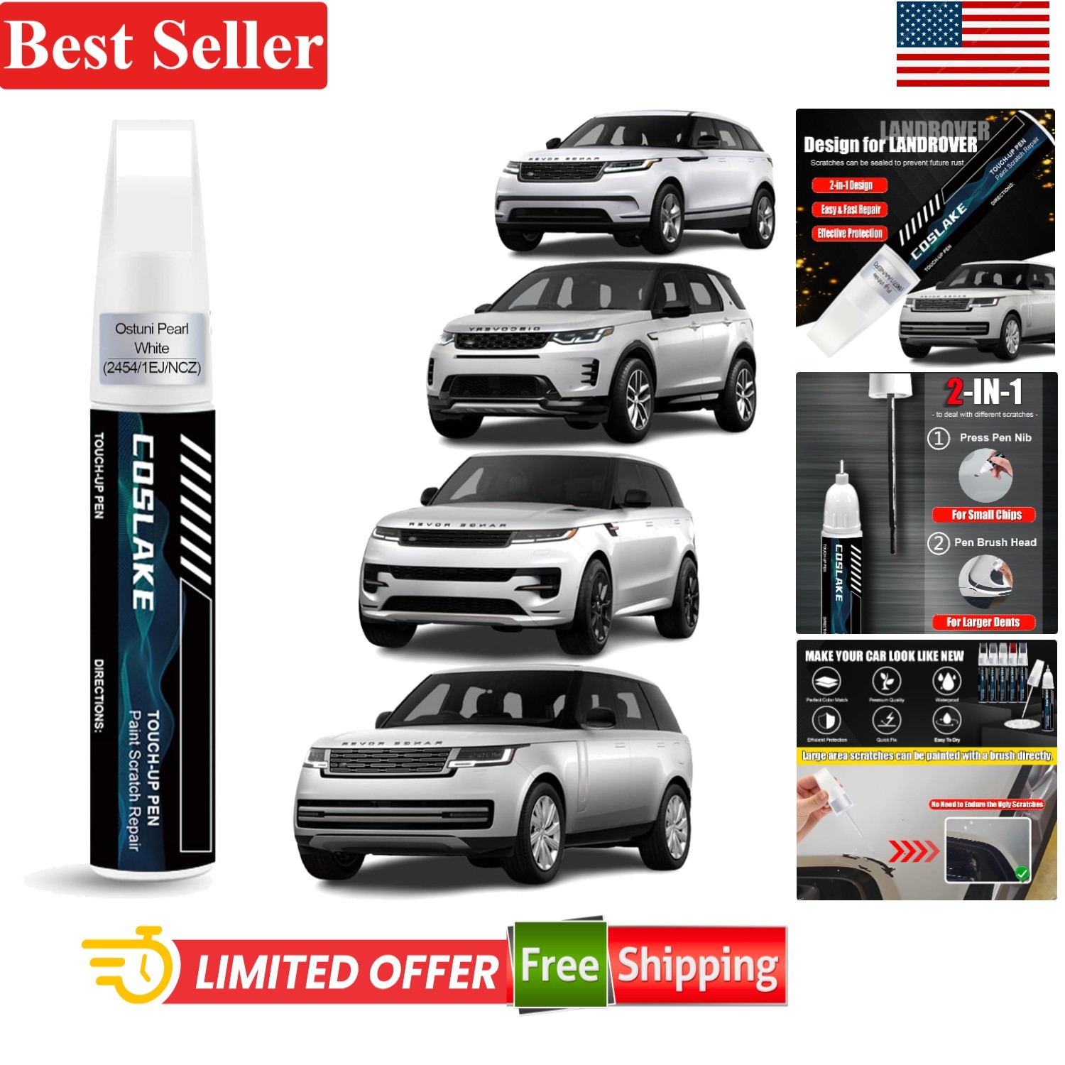 Car Touch-Up Paint – Ostuni Pearl White, 12ml Scratch Repair Solution