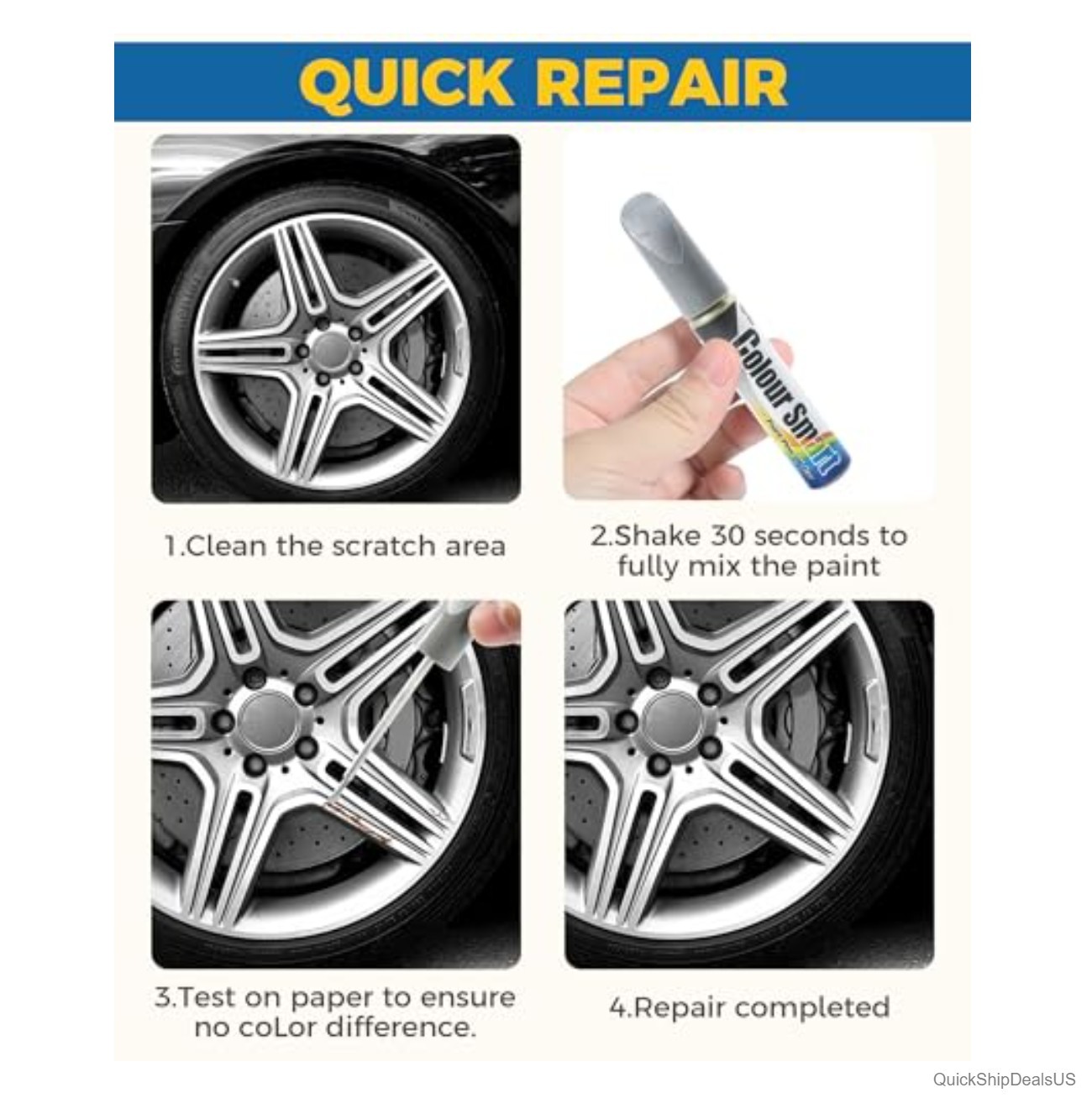 Touch Up Paint For Car Rims Silver Scratch Repair Pen Waterproof Rust Resistant