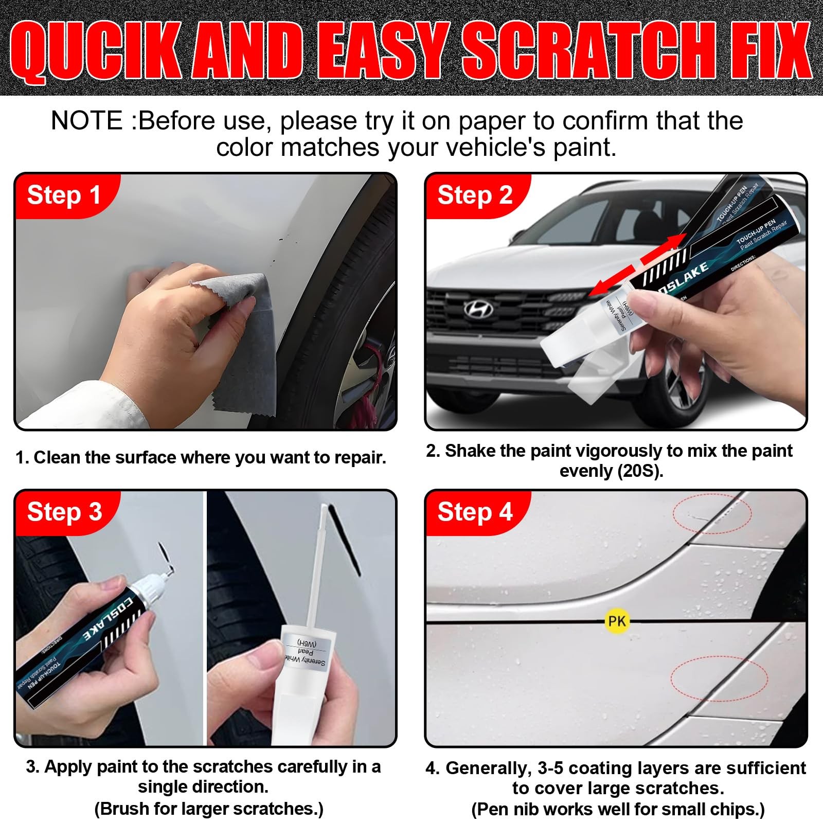 Touch Up Paint Kit For Hyundai UB7 Moonlight Cloud OEM Match Scratch Repair