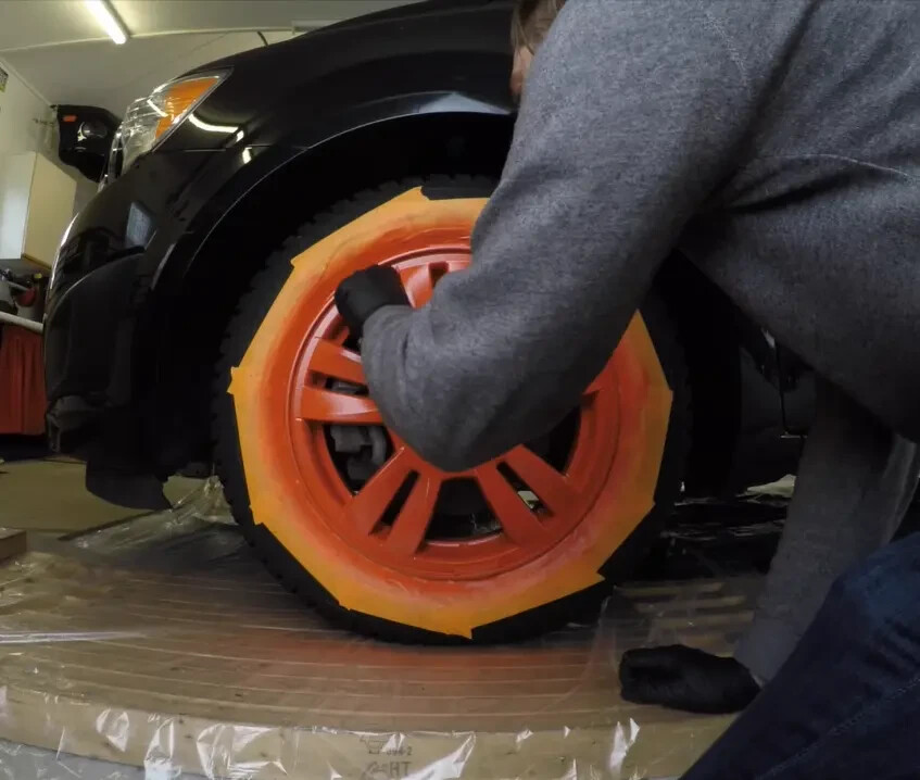 3 Cans Wheels Orange Spray Paint Rims Steel Metal Aluminum Plastic + Primer Coat