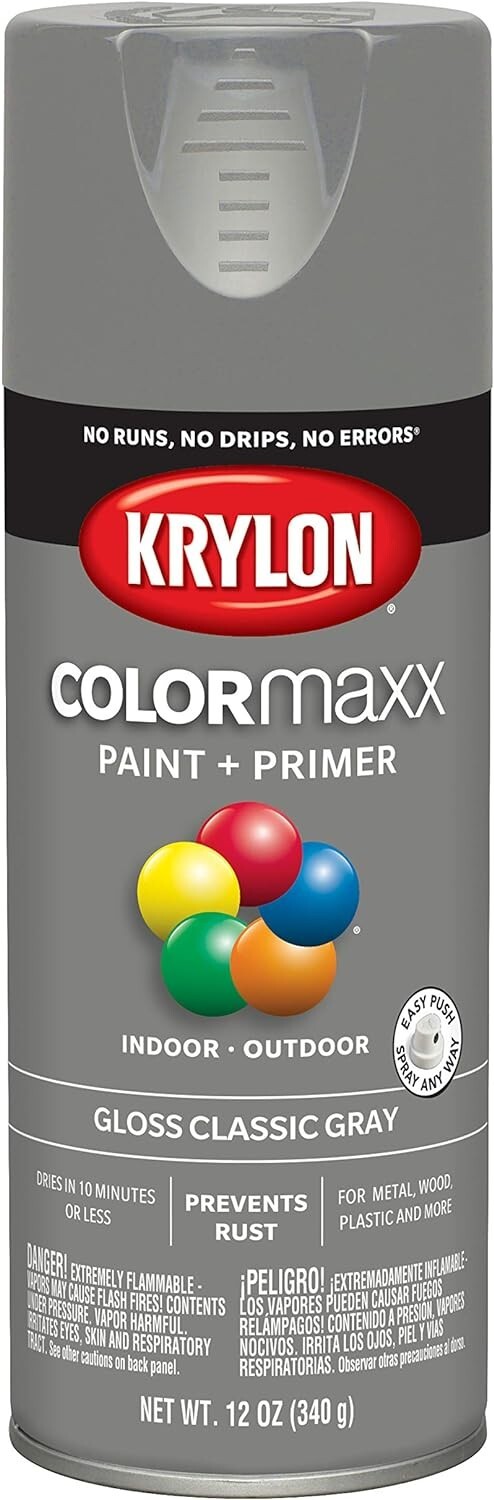 KRYLON COLORMAXX PAINT+PRIMER GLOSS STONE GRAY 5540 SPRAY PAINT FREE SHIPPING