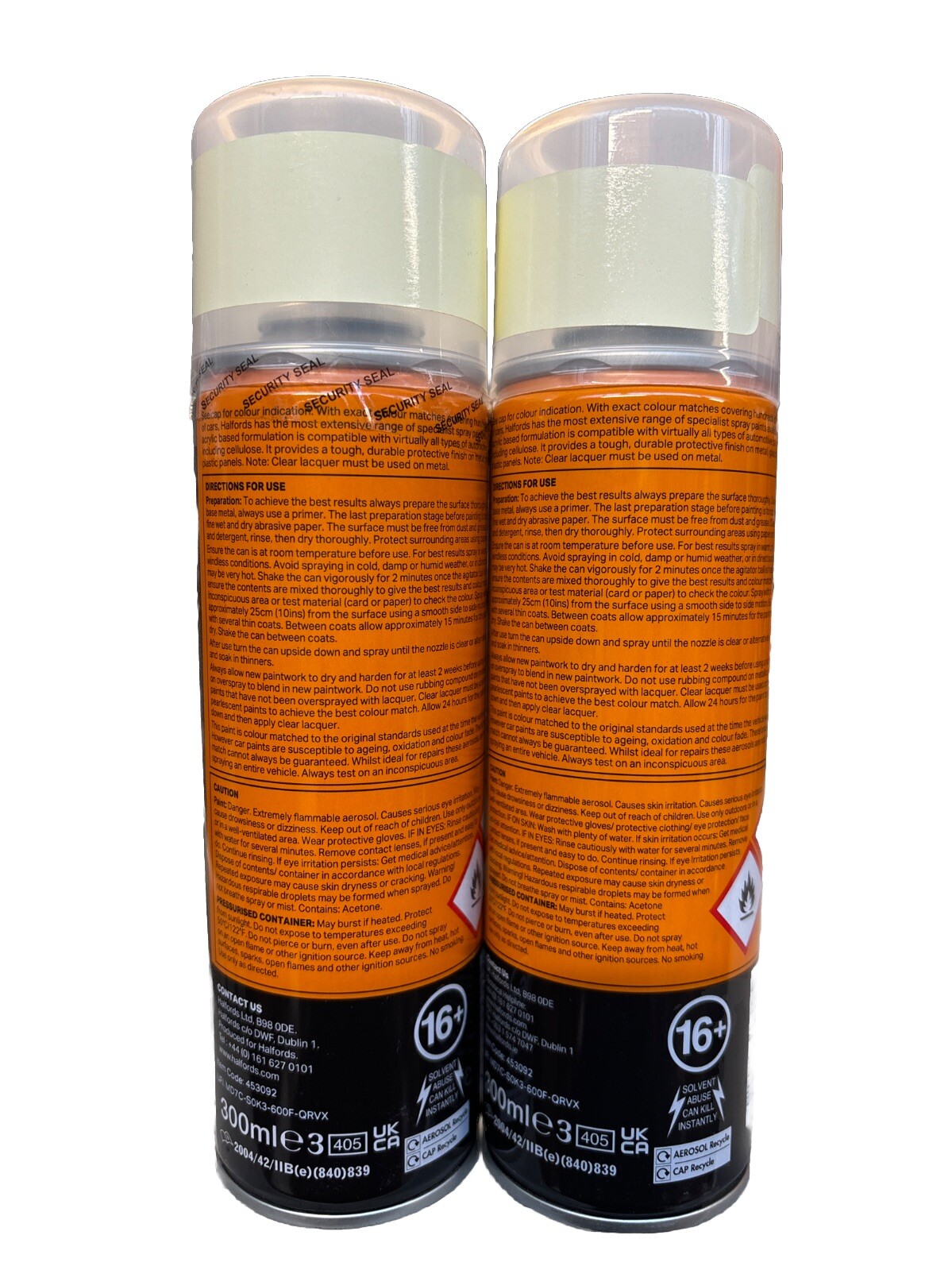 FORD DIAMOND WHITE SPRAY PAINT 300ML CANS HALFORDS X2