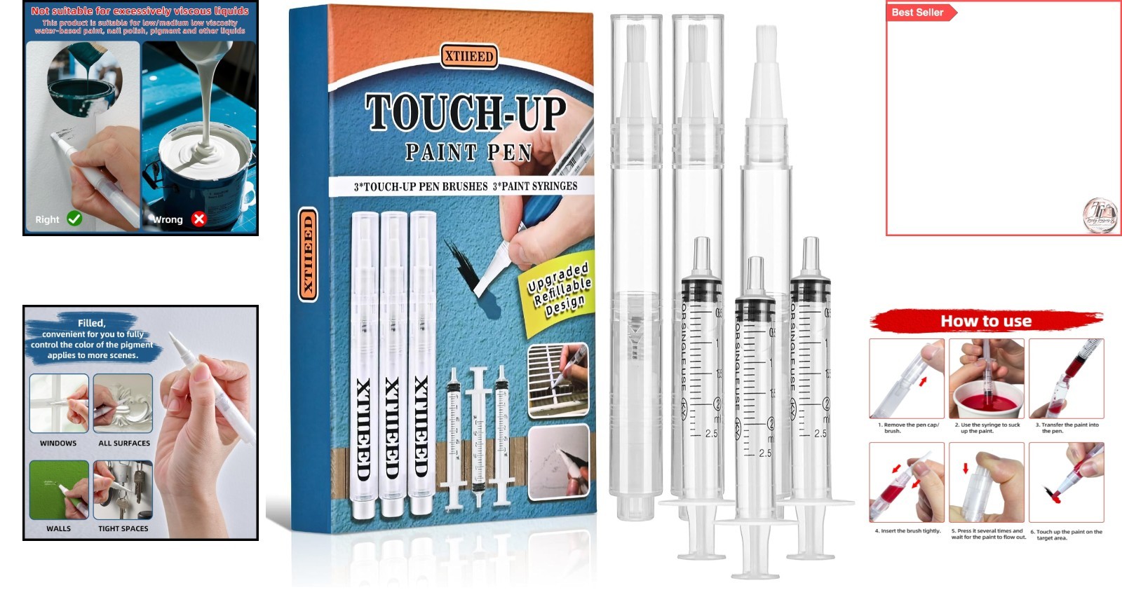 Xtiieed Precision Touch Up Paint Pen Set (3 Pack)