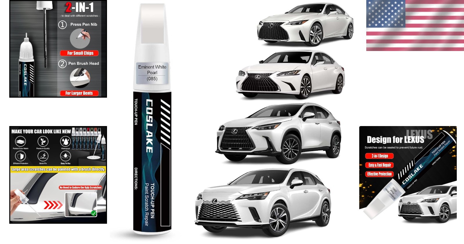 12ml Lexus Touch Up Paint – Eminent White Pearl (085) for Easy Repairs