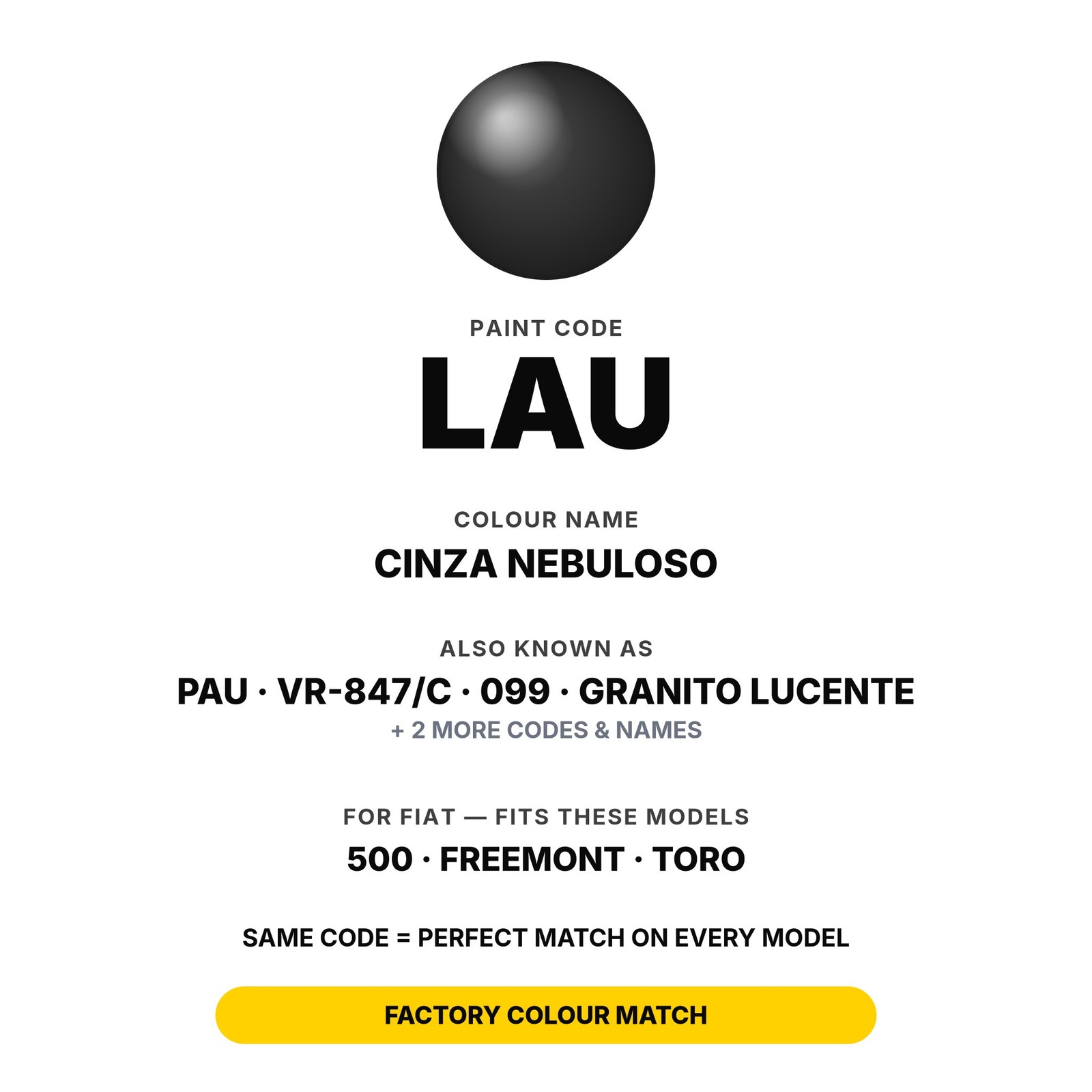 Touch Up Paint For Fiat LAU Cinza Nebuloso Professional OEM Factory Color Match