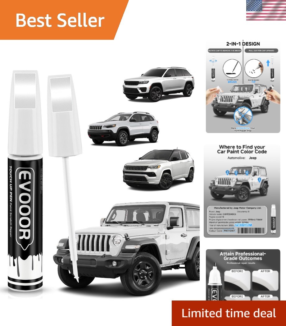 PW7/GW7 Bright White Touch Up Paint Compatible with JeepExact Match 2 in 1 To…