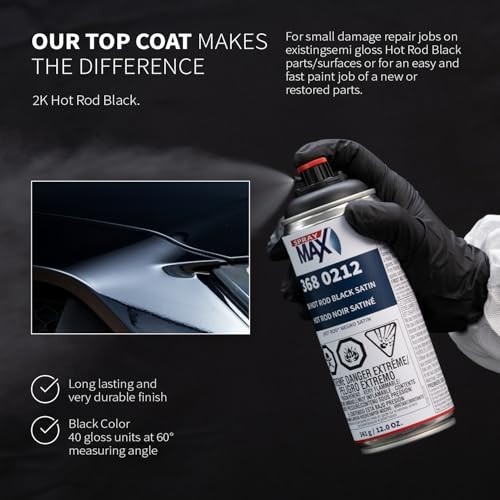 2K Automotive Satin Black Spray Paint – Hot Rod Finish for Cars, Metal & Plastic