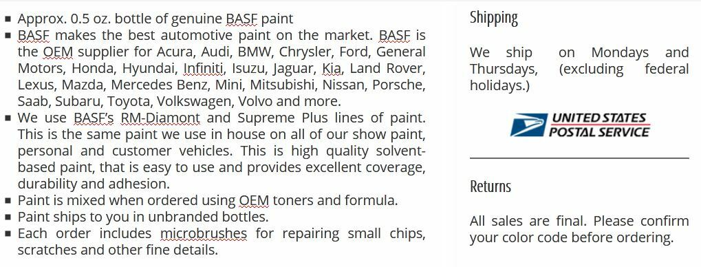 BASF Touch Up Paint Bottle for Ferrari Rosso Corsa *322*