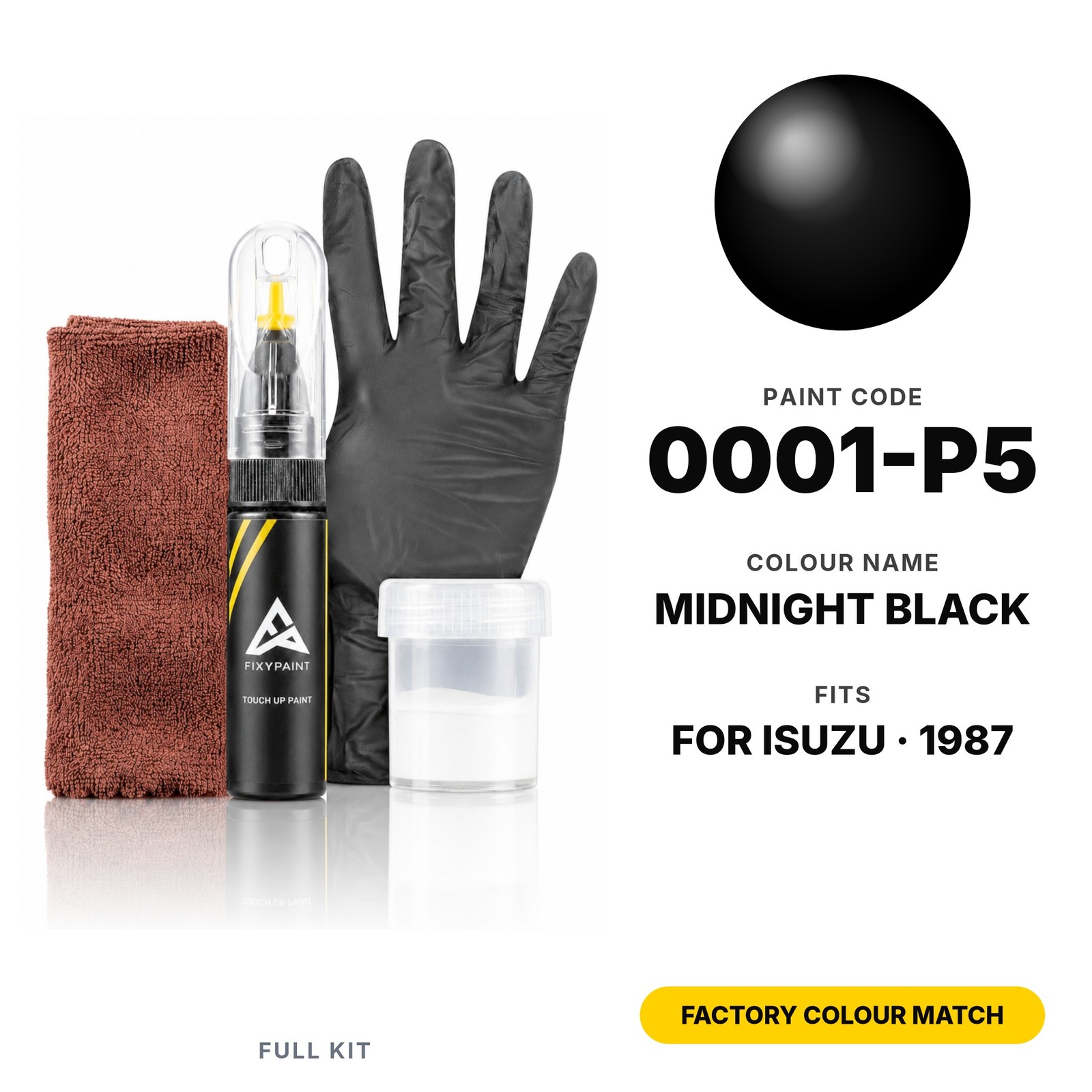 Touch Up Paint For Isuzu 0001-P5 Midnight Black Full Kit Factory Colour Match