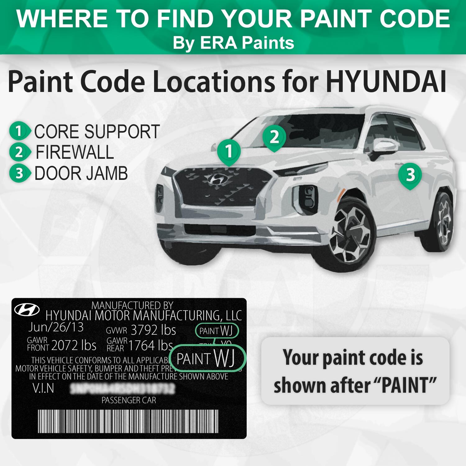 HYUNDAI PGU – White Crystal OEM Match Touch Up Paint Kits