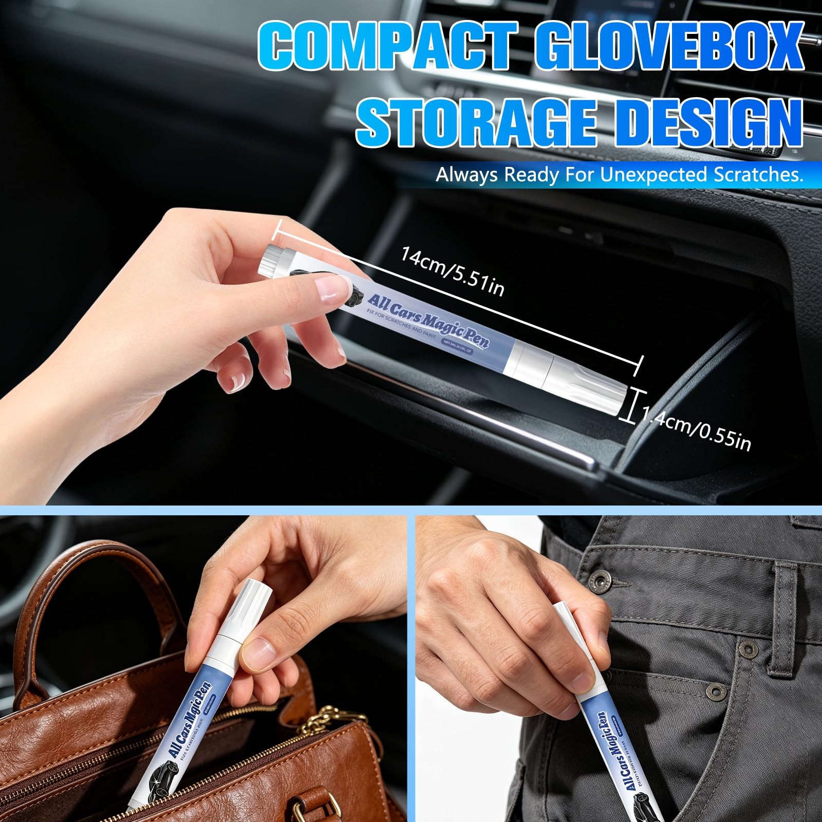 Set Of 3 Magic Car Scratch Remover Pen For Universal Colorful Repair Tool