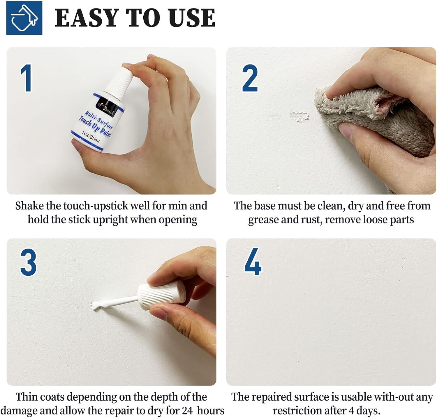 Low VOC White Touch Up Paint Pen – Non-Toxic, Ideal for Interior & Exterior Use