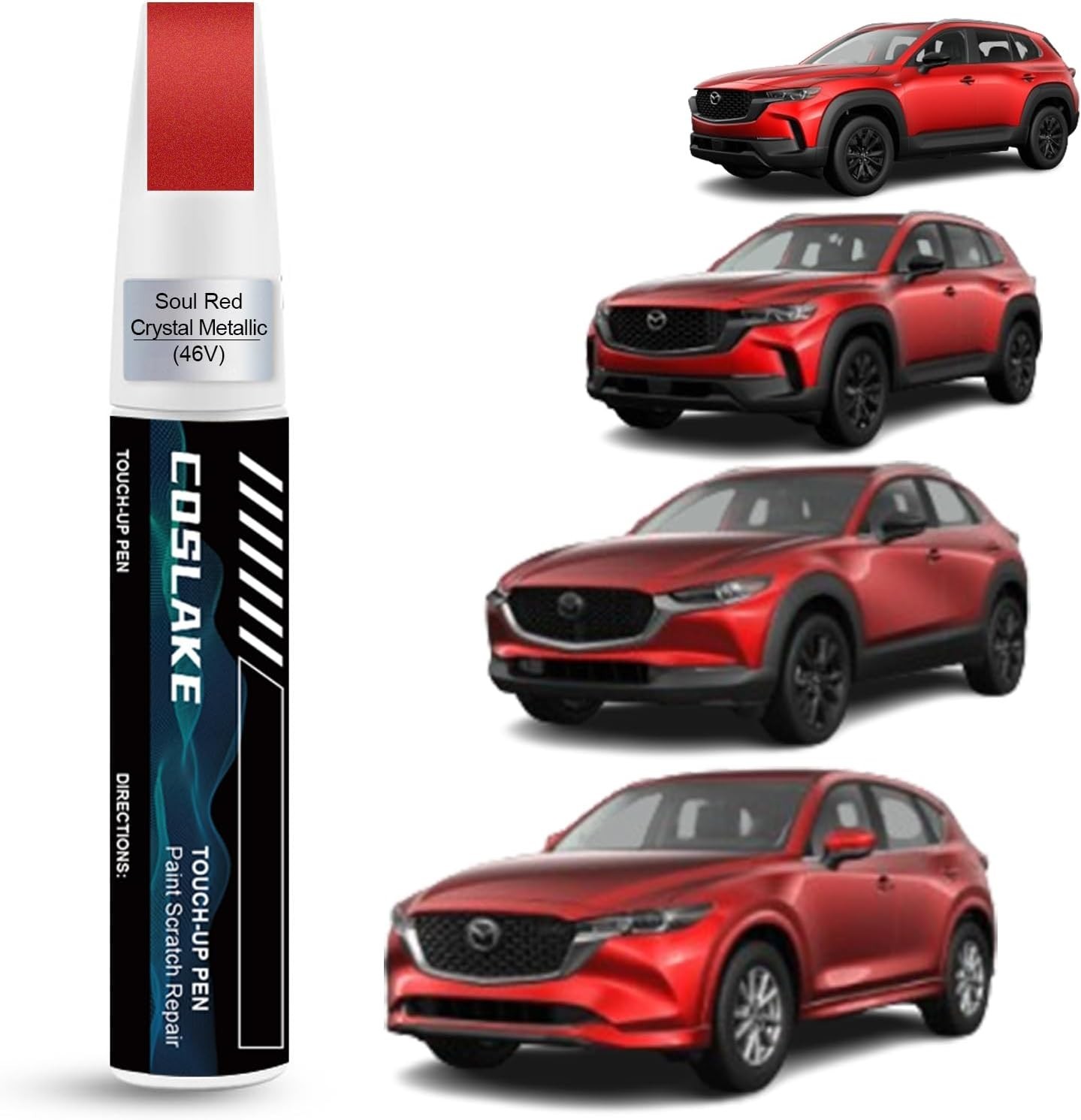 Car Touch Up Paint Pen Soul Red 46V Scratch Repair Kit 2in1 Brush Applicator New
