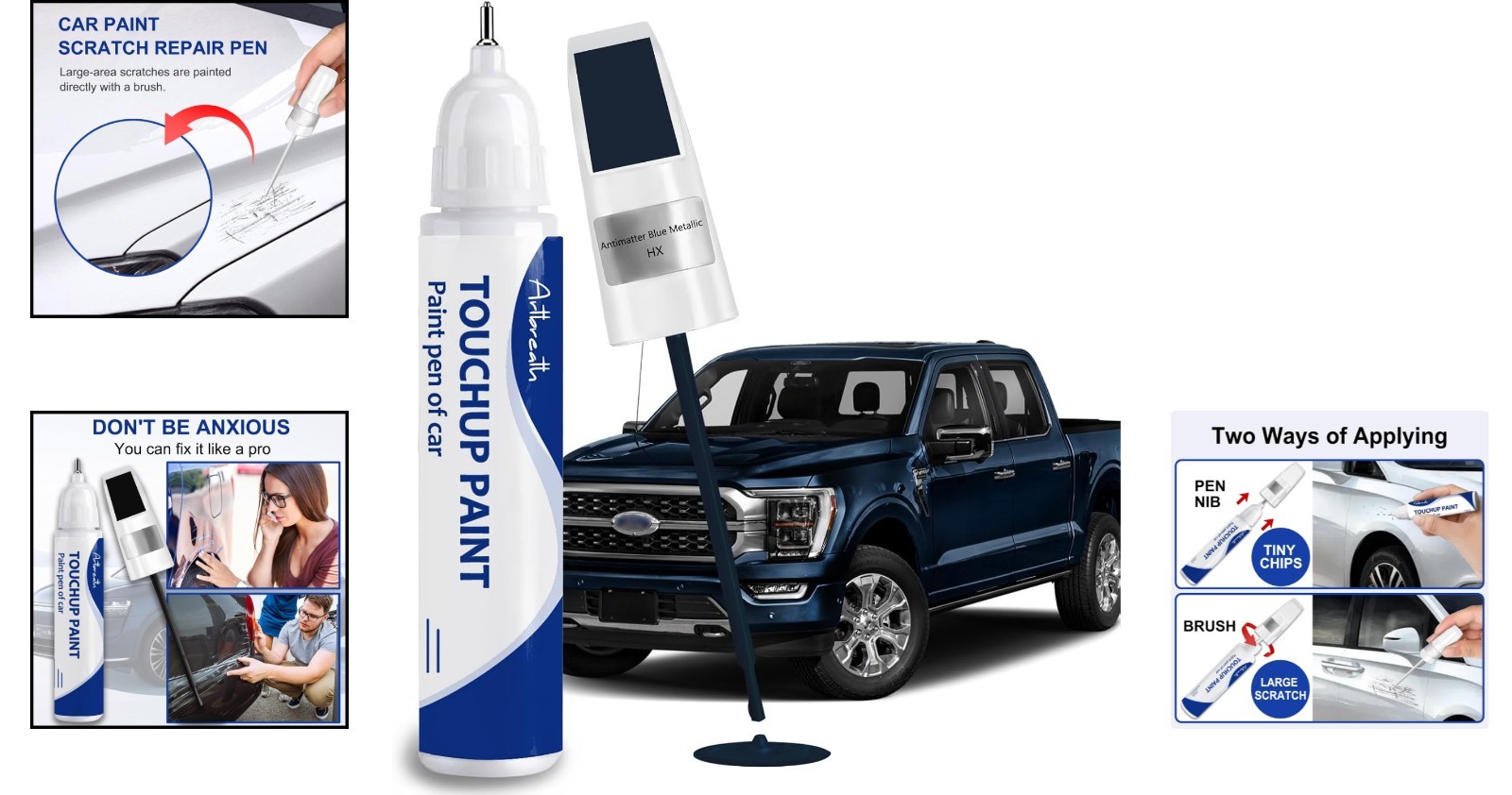 Touch-Up Paint 0.4 Fl Oz, 1 Pack for F-150 Ford Antimatter Blue Metallic HX